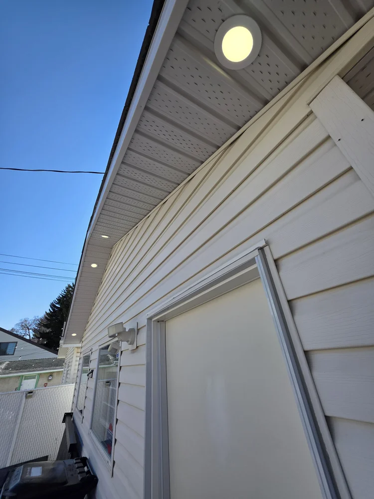 Soffit pot light close-up Edmonton