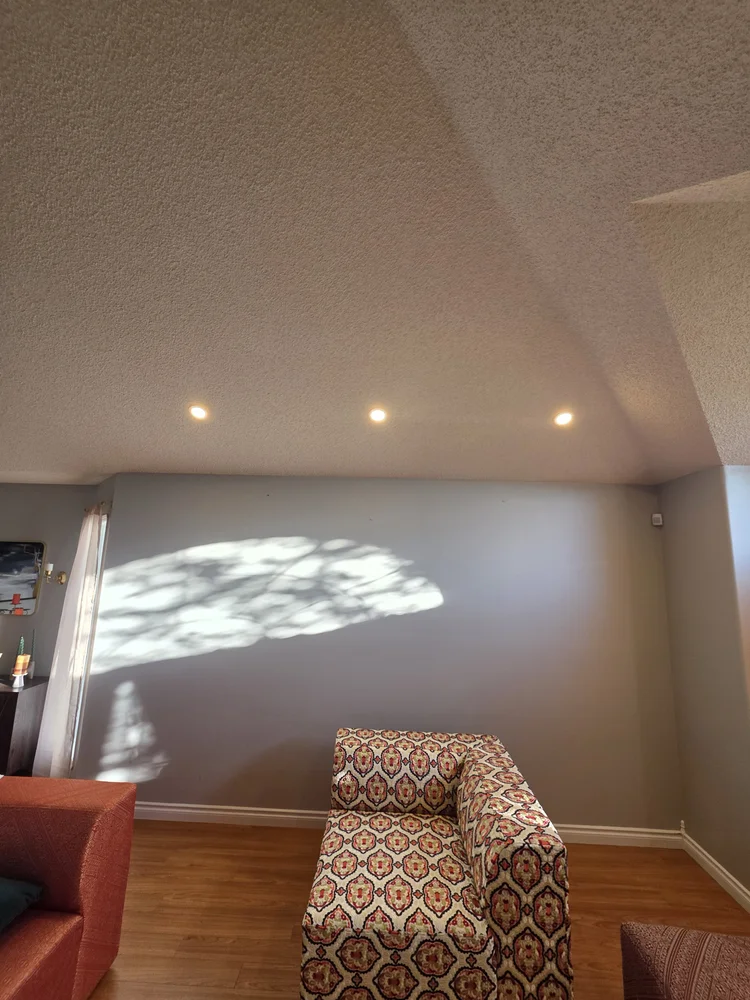 LED pot lights in a vaulted bonus room St. Albert