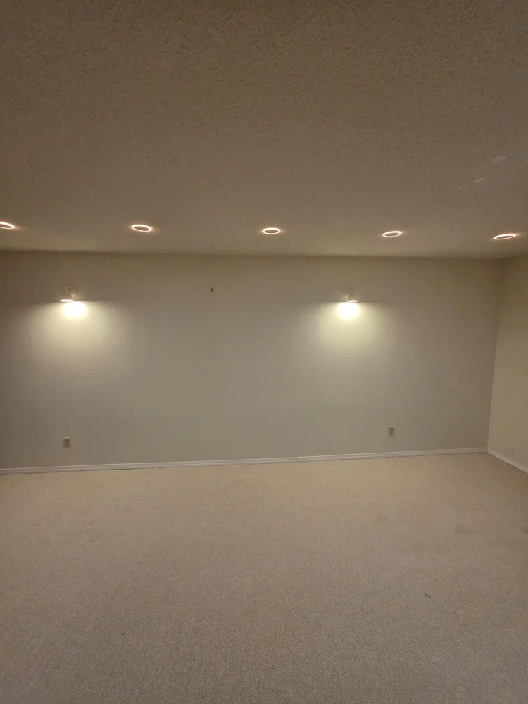 Basement pot lights washing the walls Edmonton