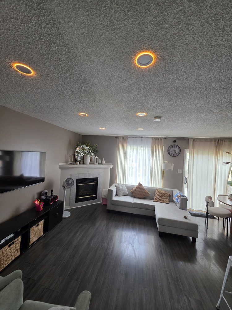 Fireplace Room pot lights nightlight mode Edmonton