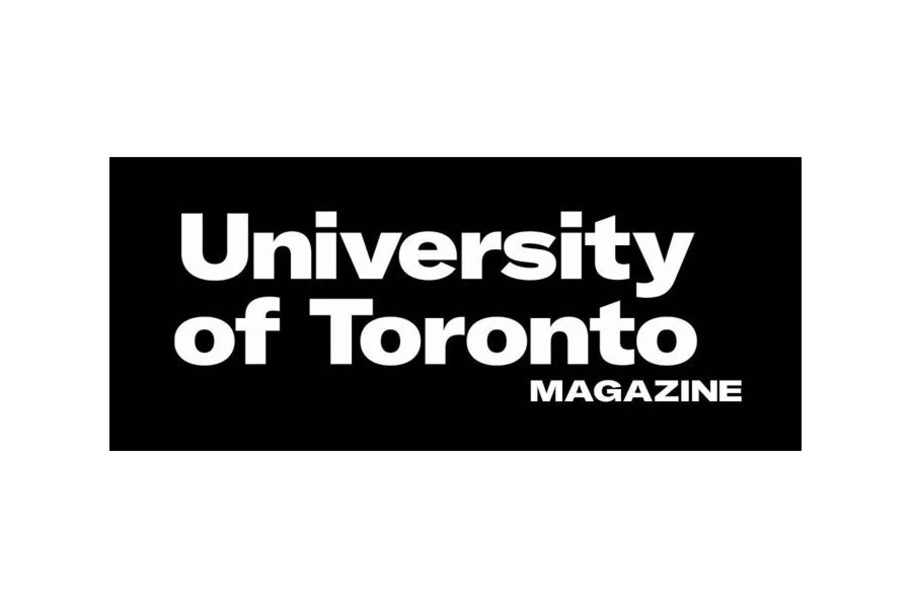 Black background with white bold text reading 'University of Toronto MAGAZINE'.