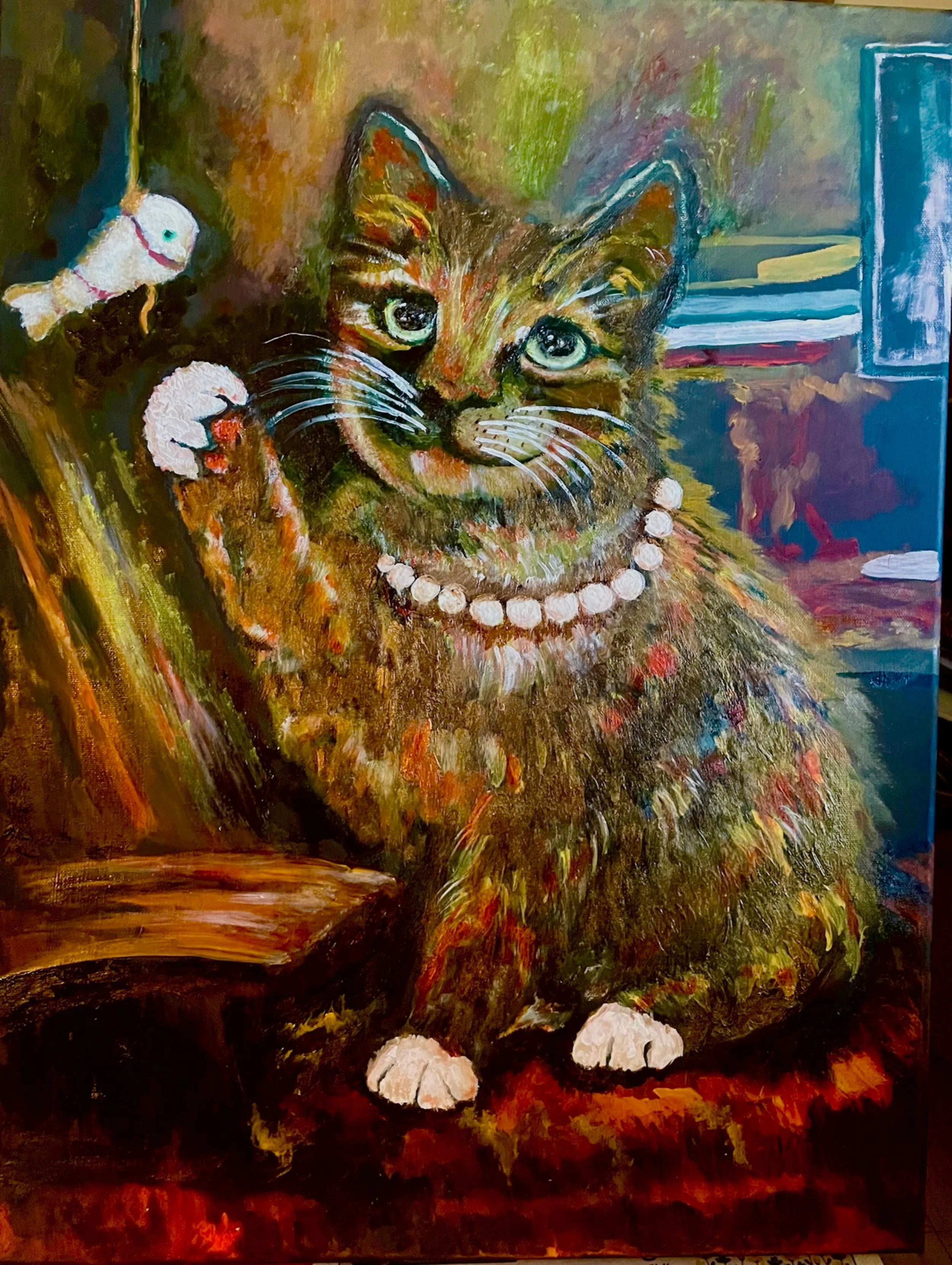 Ashaki at Play by Katie v. Flowers

Original Artwork Details:
Medium: Oil on duck canvas
Size: 18 x 24 inches
Status: Original, one-of-one
Framing: Unframed (ready to frame or display as desired)

Ashaki at Play captures a moment of pure curiosity, i