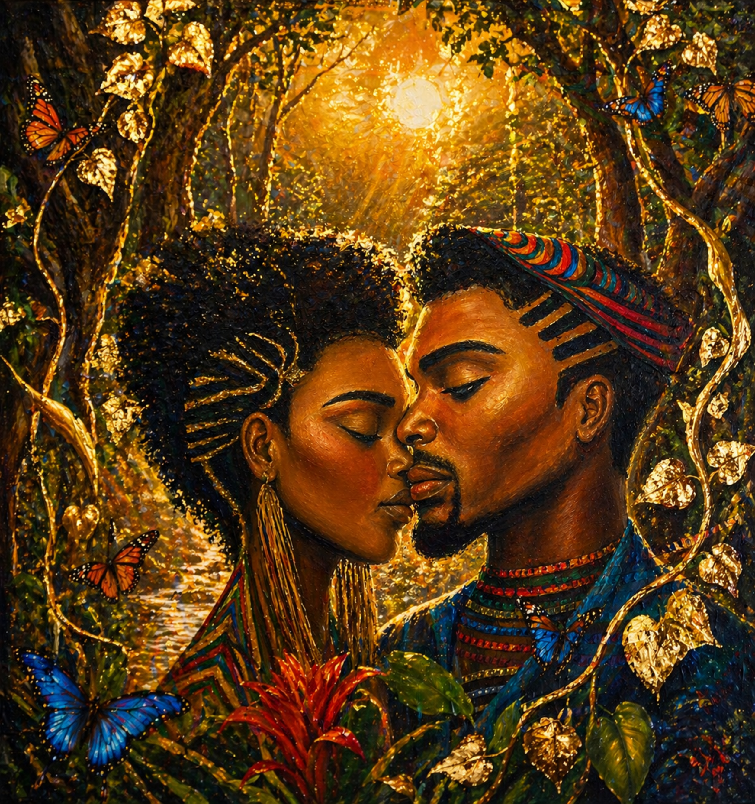 Love Refuge. Original Art-print by Katie v. Flowers. 

Love Refuge is a visual sanctuary, an intimate moment suspended in warmth, connection, and quiet surrender. In this fine art print, two souls meet in closeness, their foreheads gently touching, e