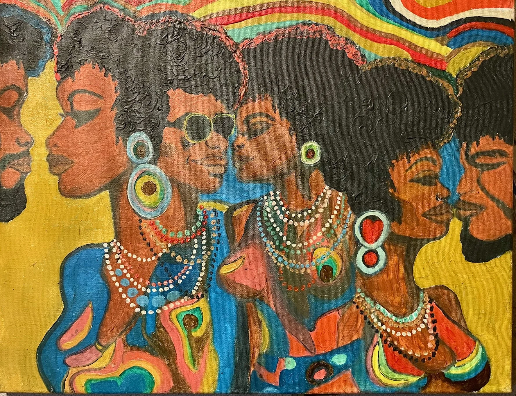 Soulful Love, by Katie V. Flowers

Soulful Love
Oil on Duck Canvas
Approx. 18 × 14 in.

Soulful Love is a figurative oil painting rooted in joy, connection, cultural beauty, and the warmth of shared presence. Created as an expression of good vibes an