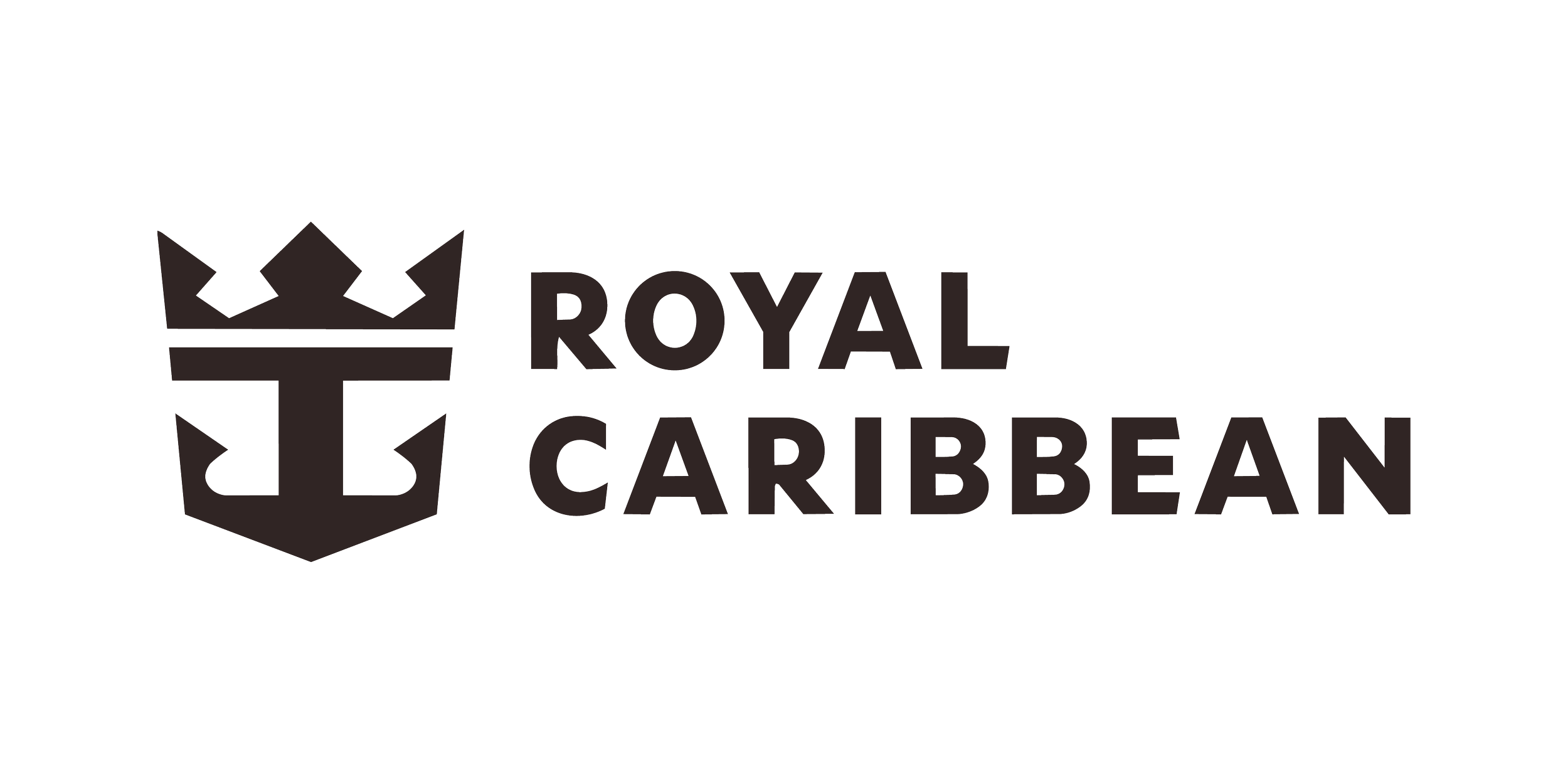 Logo of Royal Caribbean cruise line with a black crown and anchor design and the words 'Royal Caribbean' in bold letters.