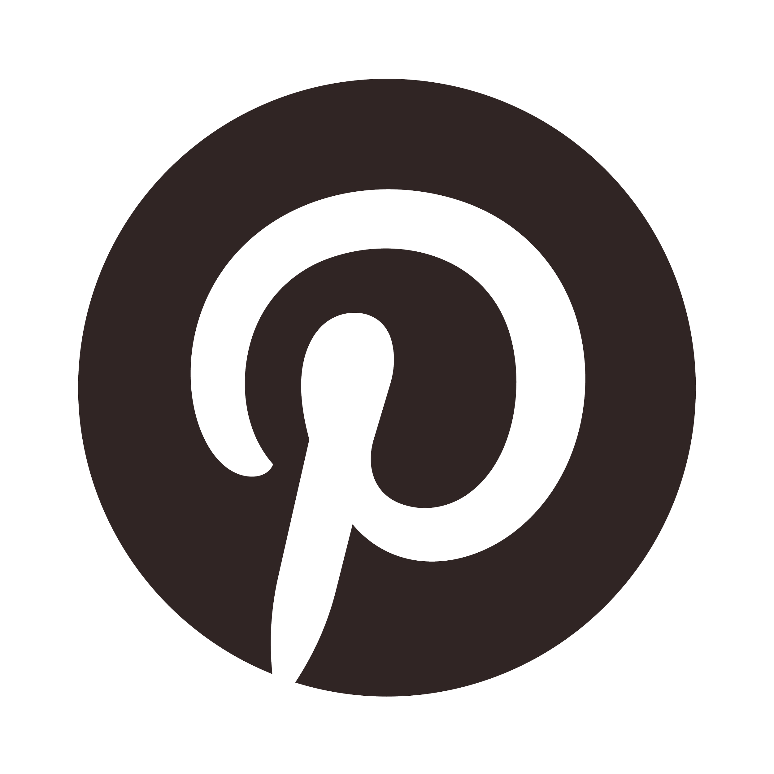 Pinterest logo in black and white
