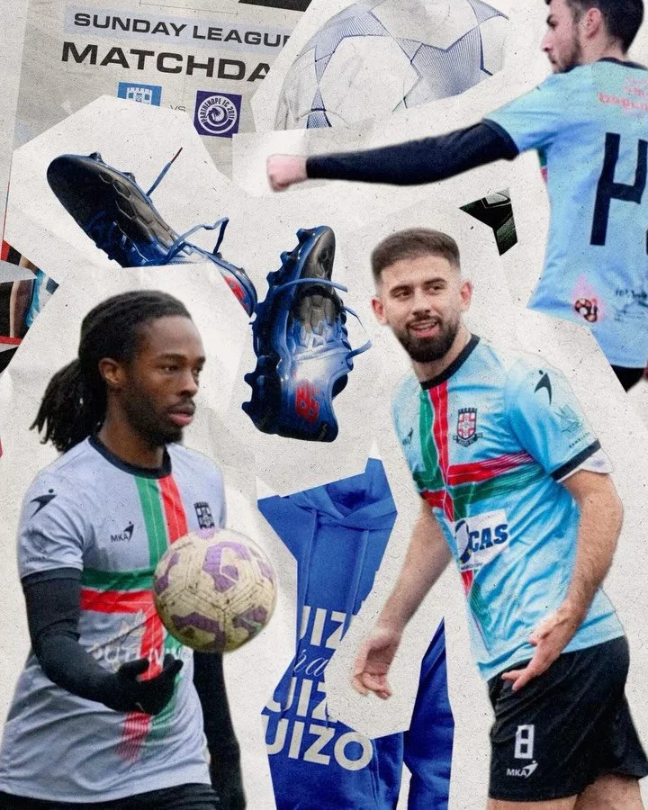 ✧.⋆ Juizo FC  Brand collateral for a Sunday league team, designed to build pride and presence beyond match day.
Custom fan hoodie, fixture posters, and social media graphics to support the team on and off the pitch. &bull; #sportsbranding #footballcr