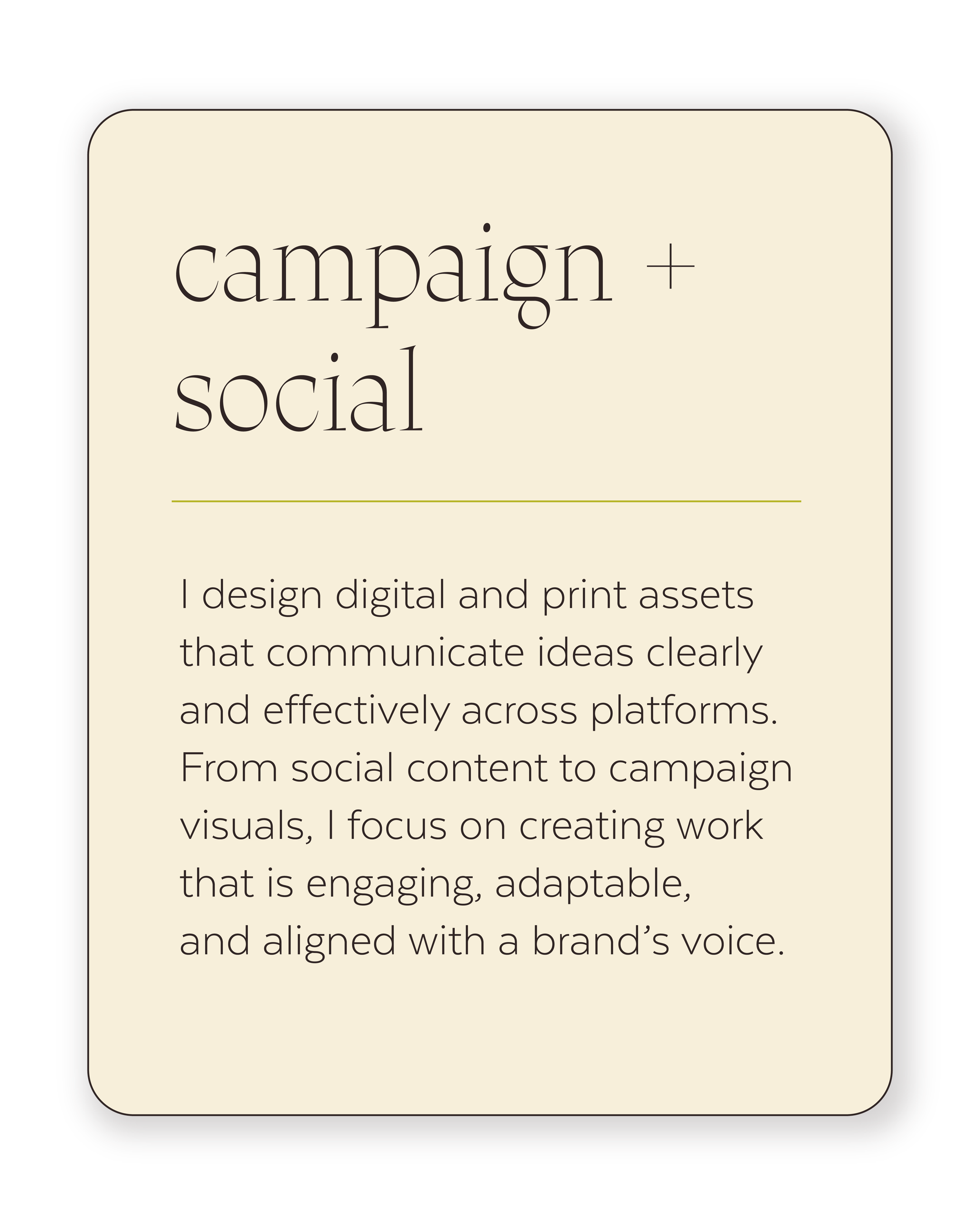 Photo of a digital device displaying a campaign and social design services description.