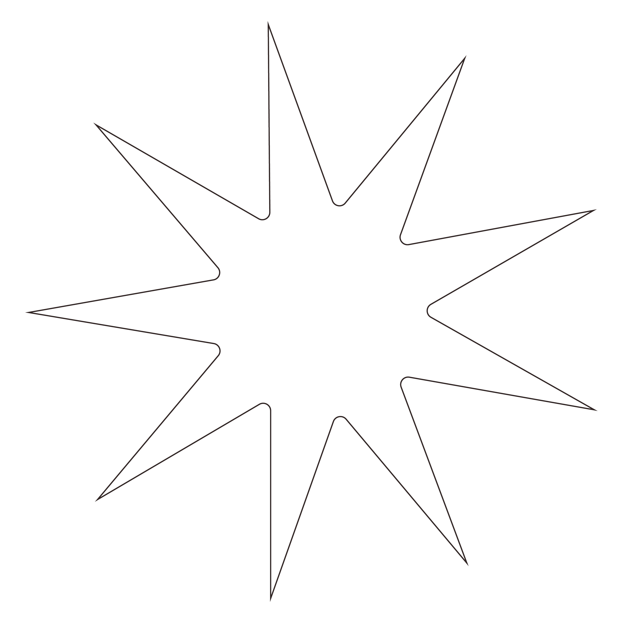 A star-shaped wireframe ornament with pointed edges, silhouetted against a black background.
