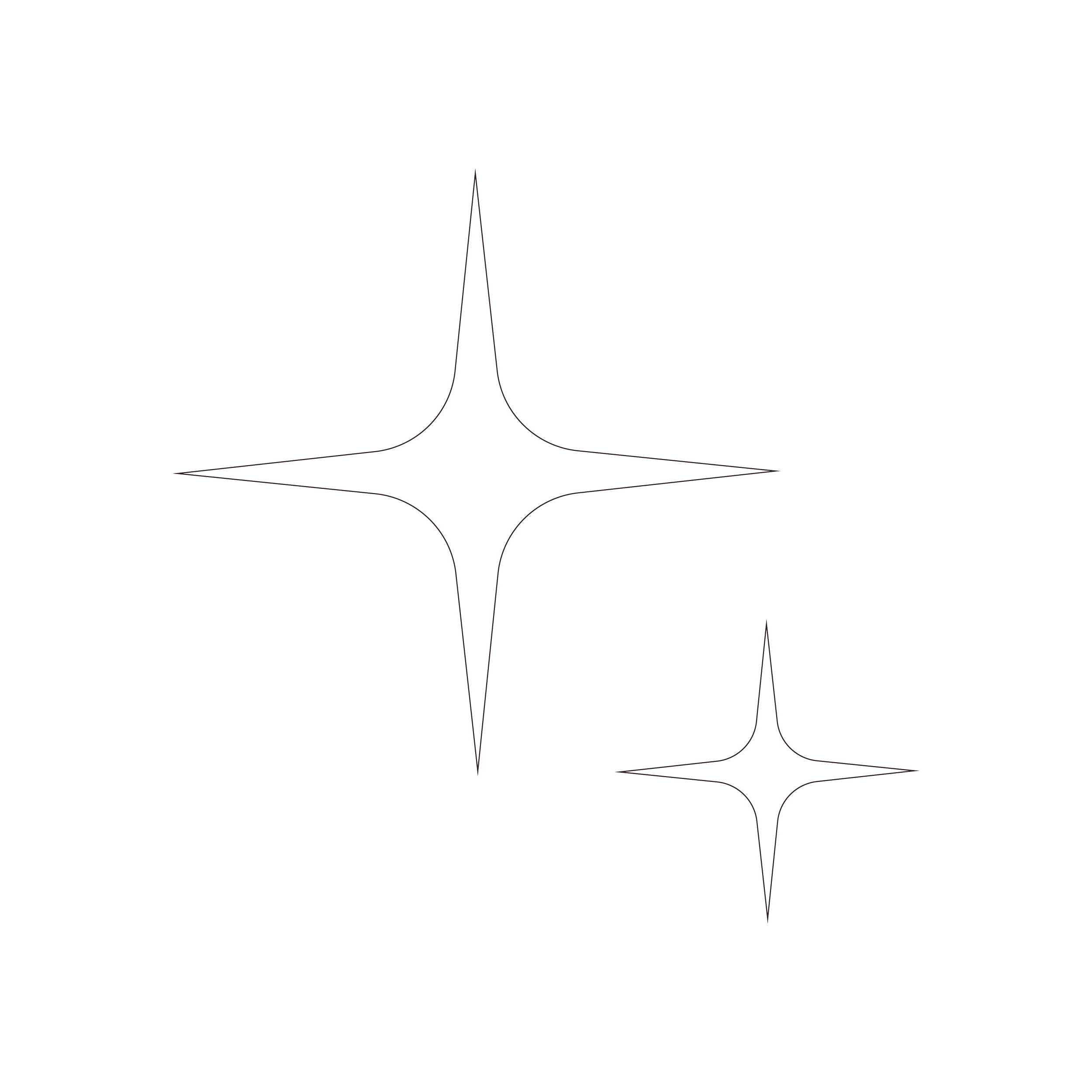 Two star-shaped line graphs representing data distributions, with one larger graph above a smaller one, all on a black background.