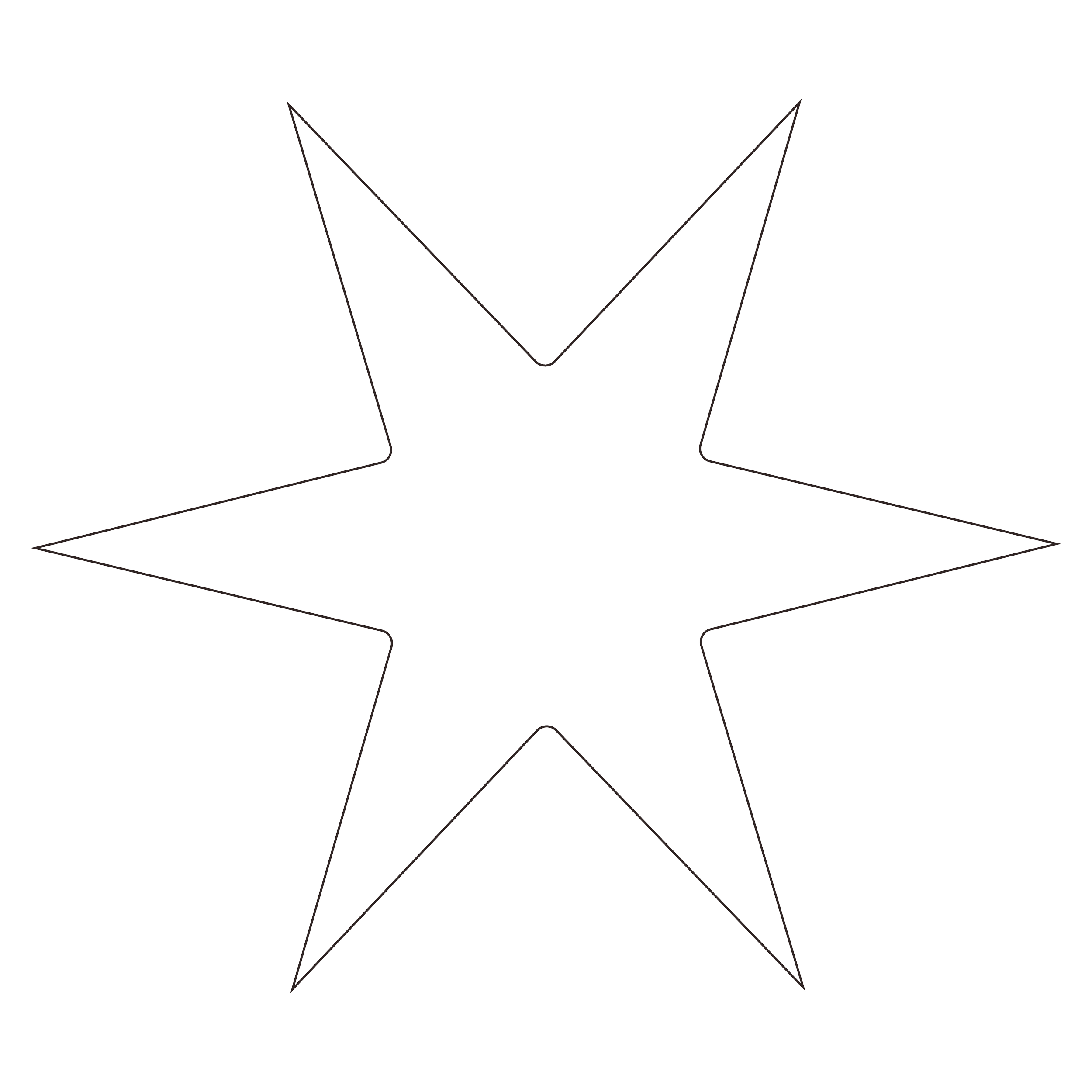 Outline of a five-pointed star with light-colored borders on a black background.