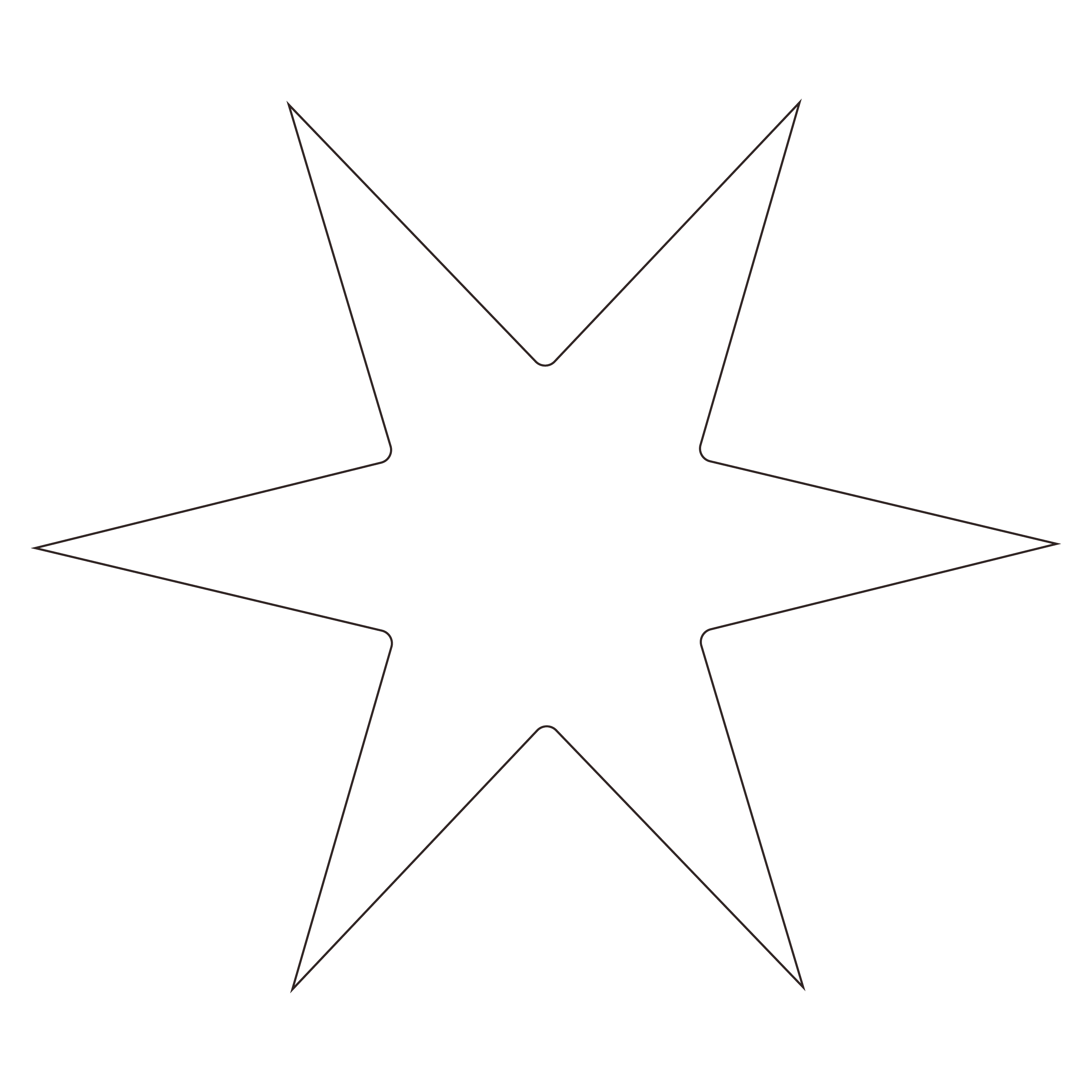 Outline design of a five-pointed star with no fill, on a black background.
