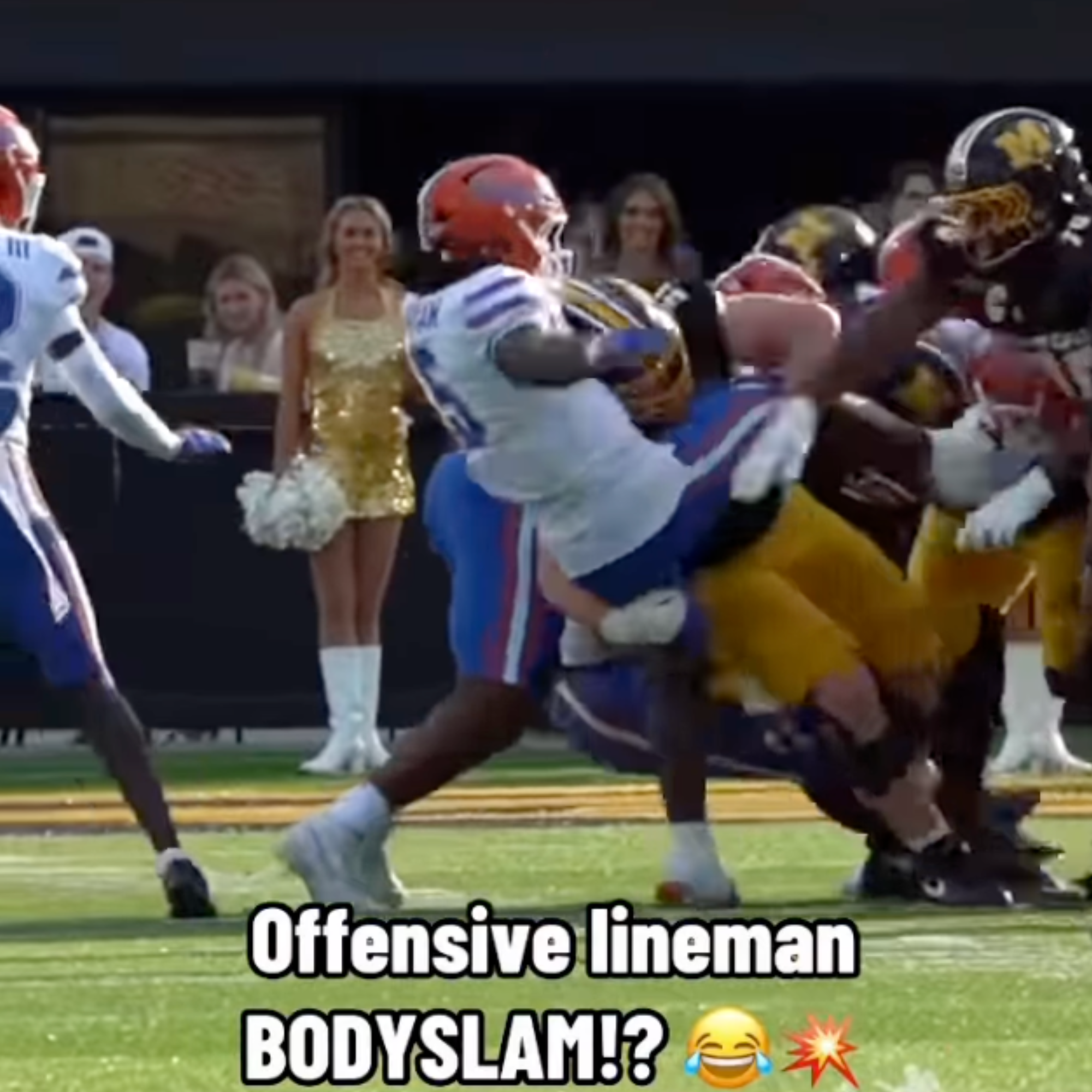 109k views. This is a highlight nobody saw, including the referees! Missouri OL Luke Work pulled off a perfect double leg takedown that resulted in 0 flags.