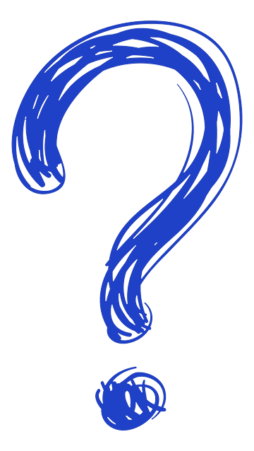 Blue question mark on a black background.