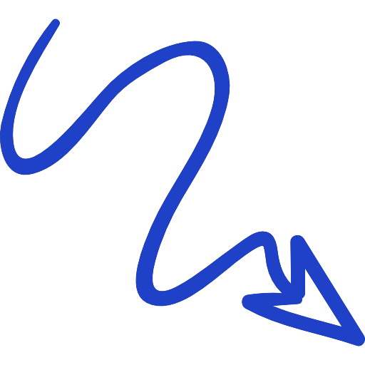 Blue curved arrow pointing downward