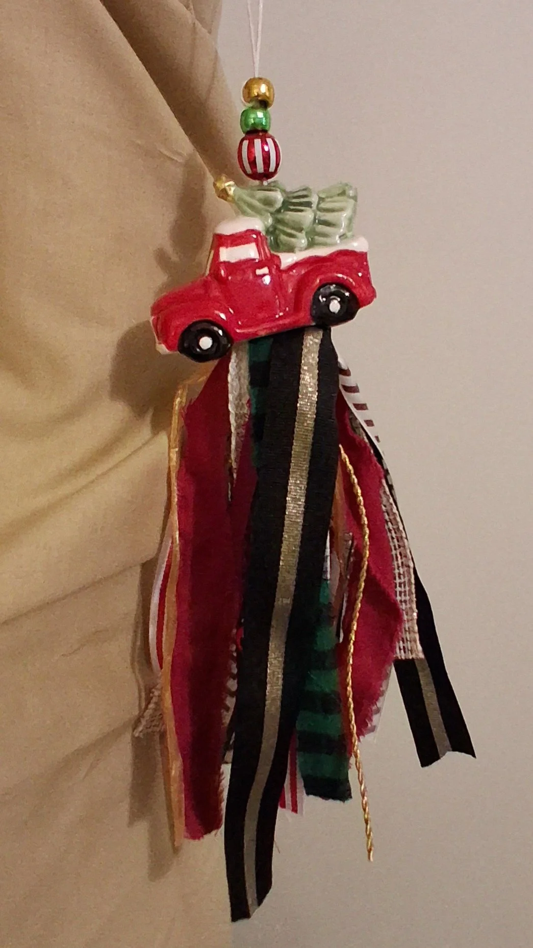 Red Christmas Truck Glass Top Ornament