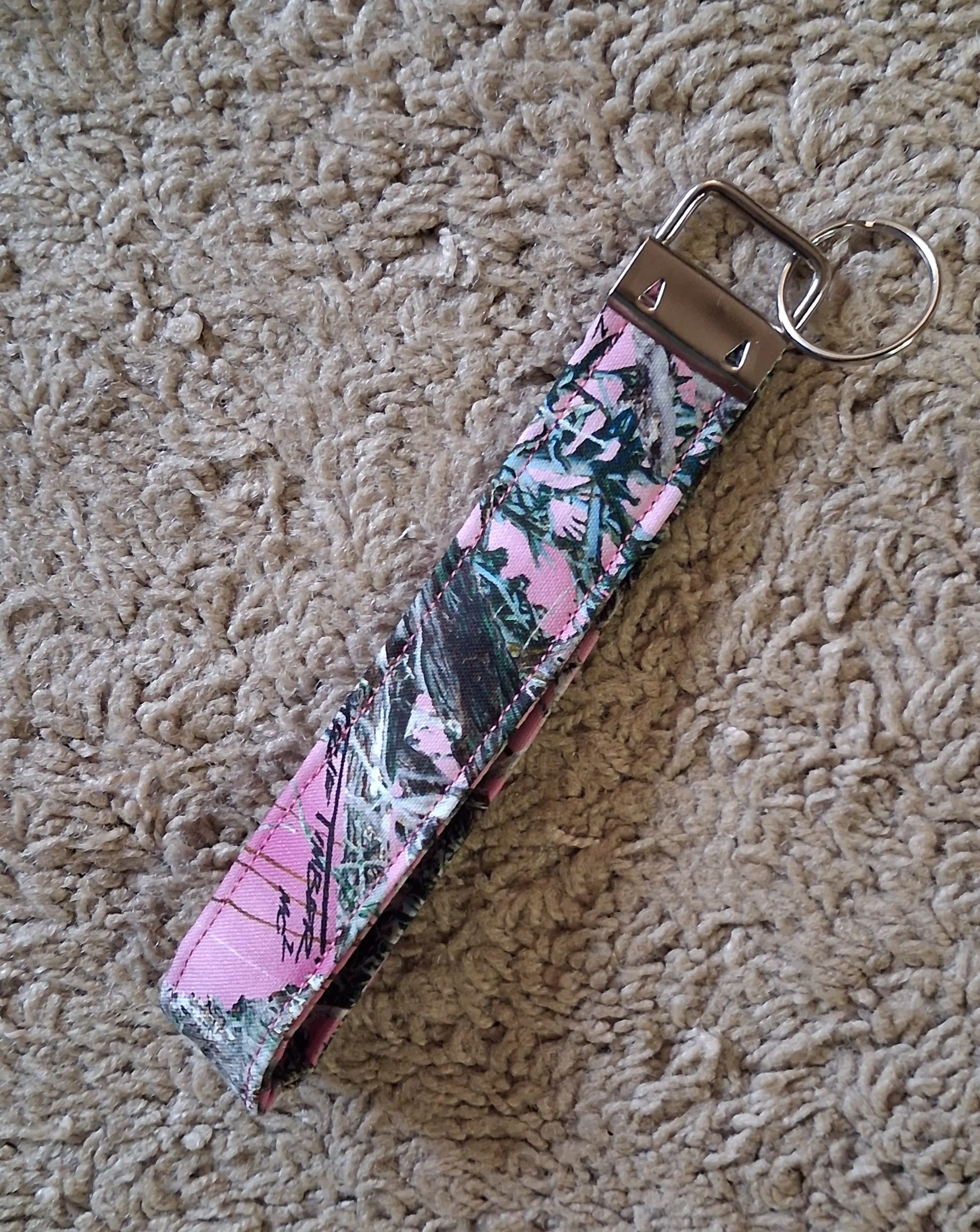 Pink Camo Print Keychain Wristlet
