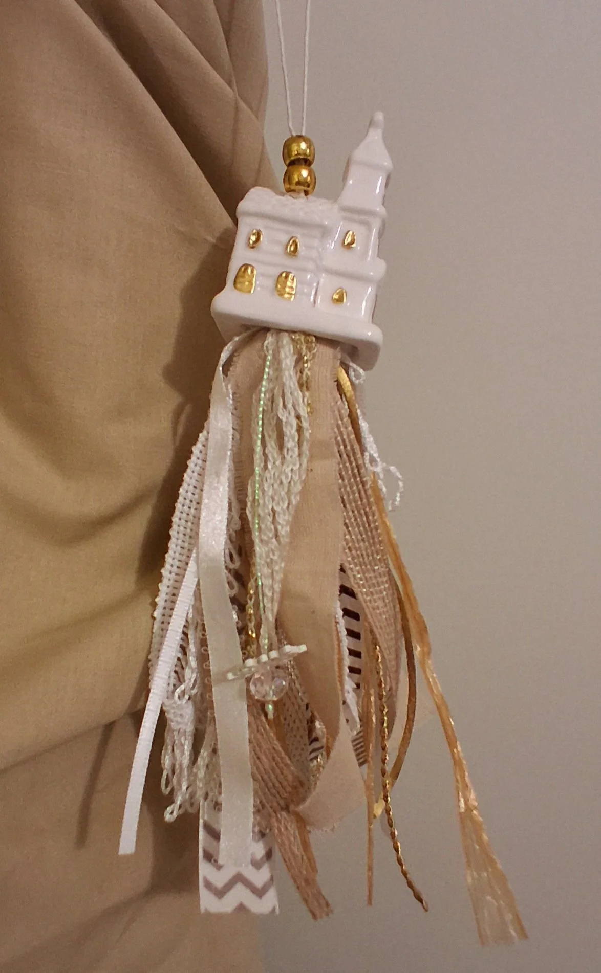 White Church Glass Ornament Top