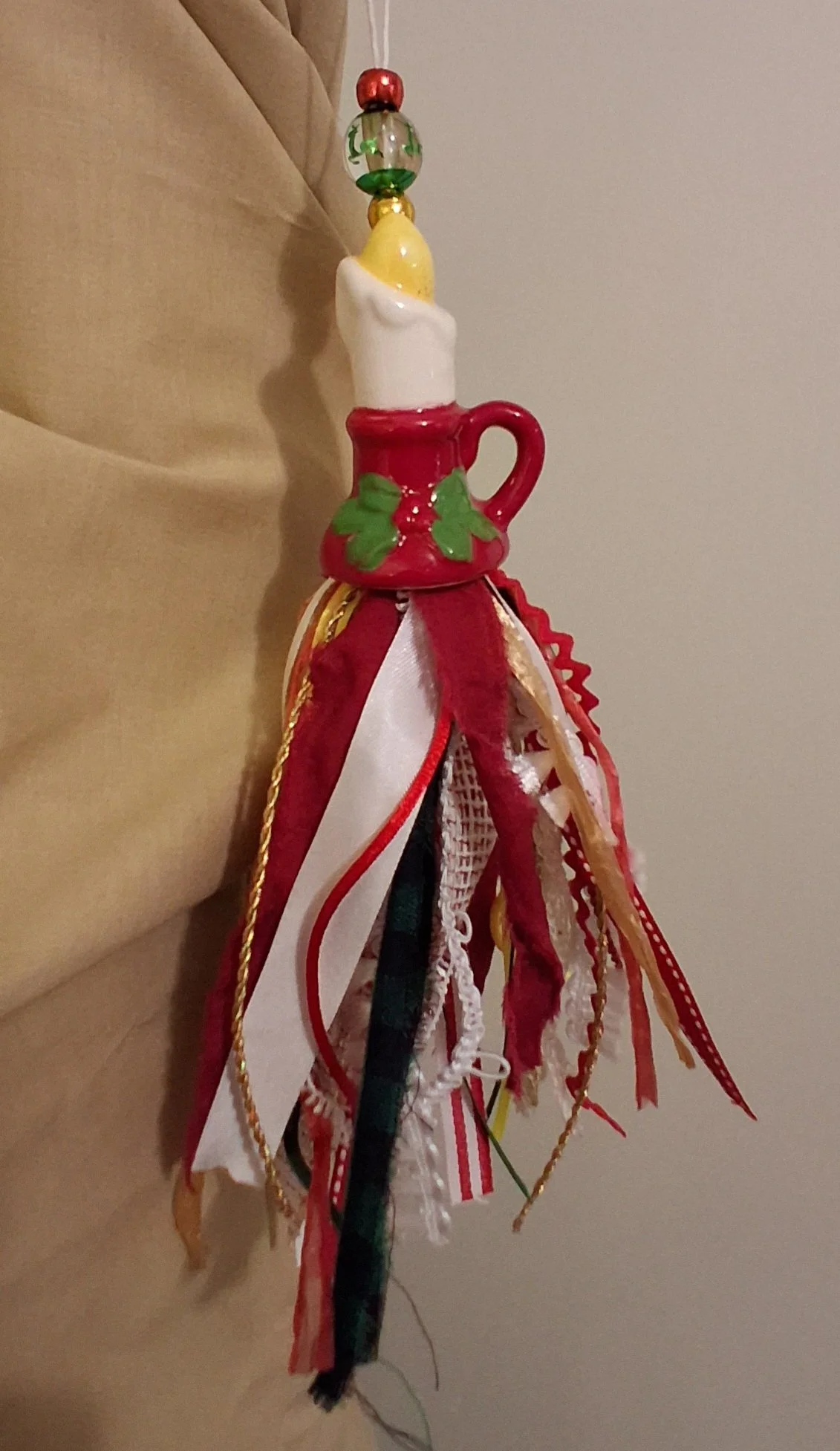 Christmas Candle Glass Top Ornament