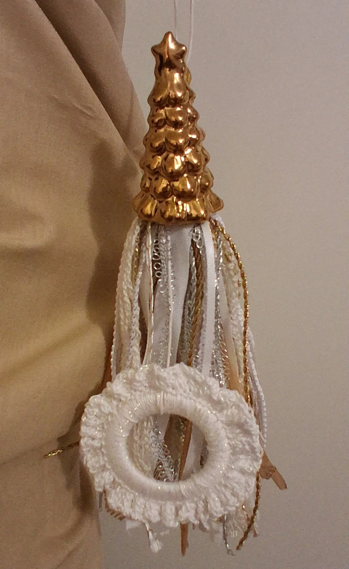Gold Christmas Tree Glass Top Ornament