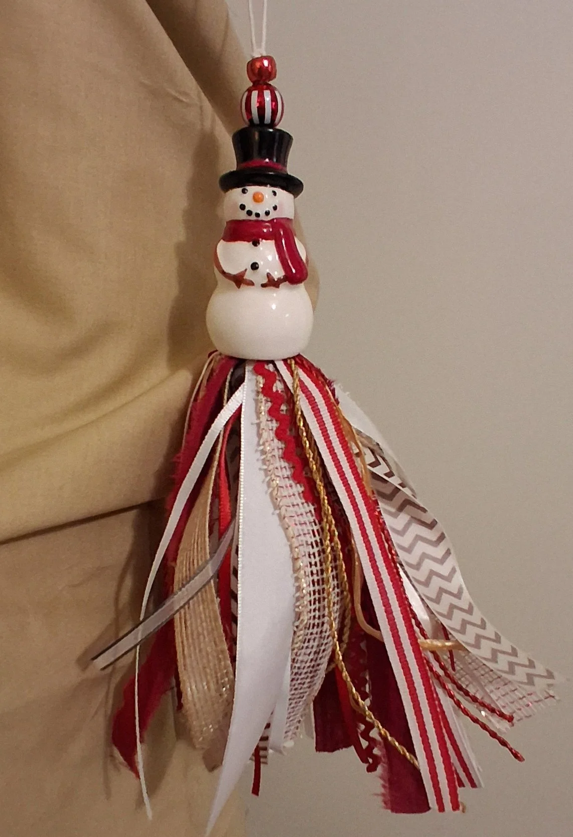 Snowman With Red Scarf Glass Top Ornament