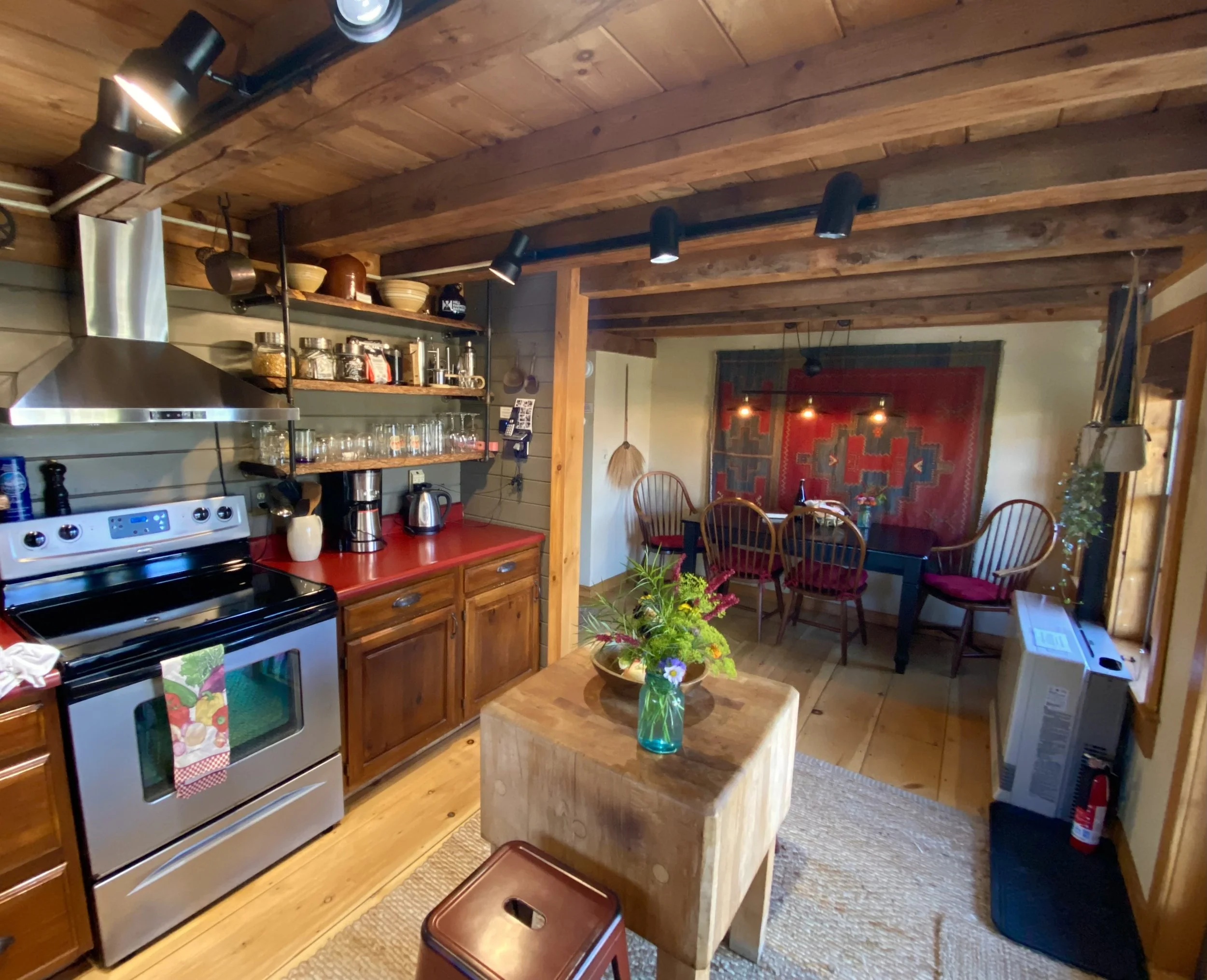 A kitchen shaped by wood, warmth, and time.