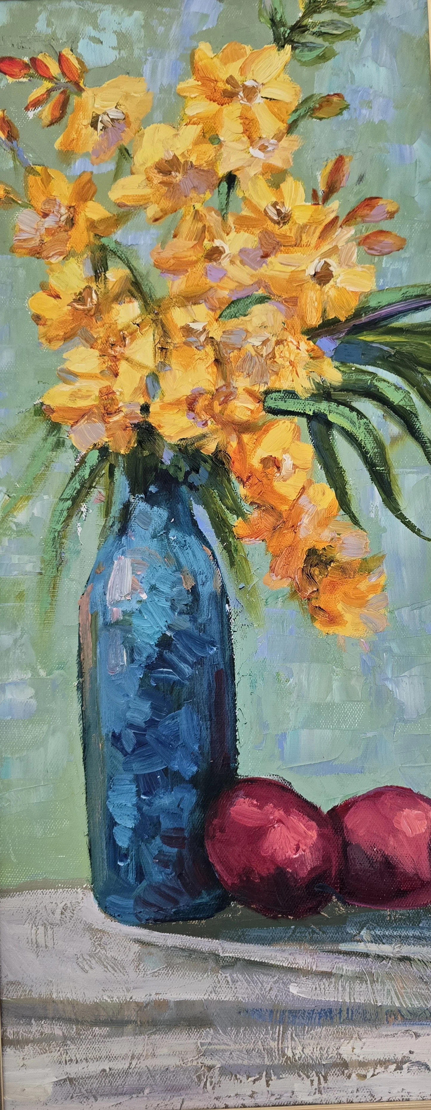 Lush Harmony impressionist oil painting floral art close up art details