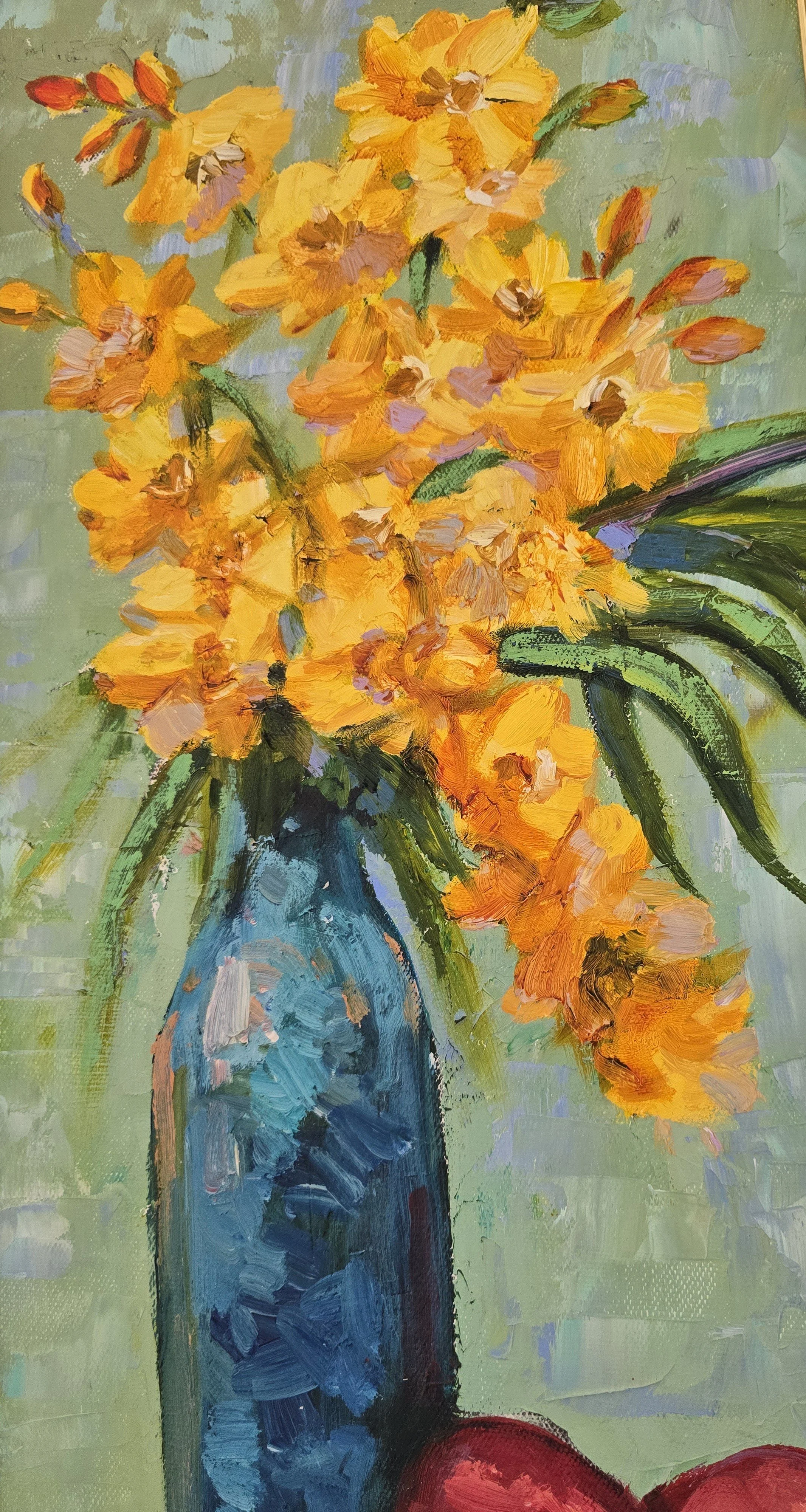Lush Harmony impressionist oil painting floral art close up art details
