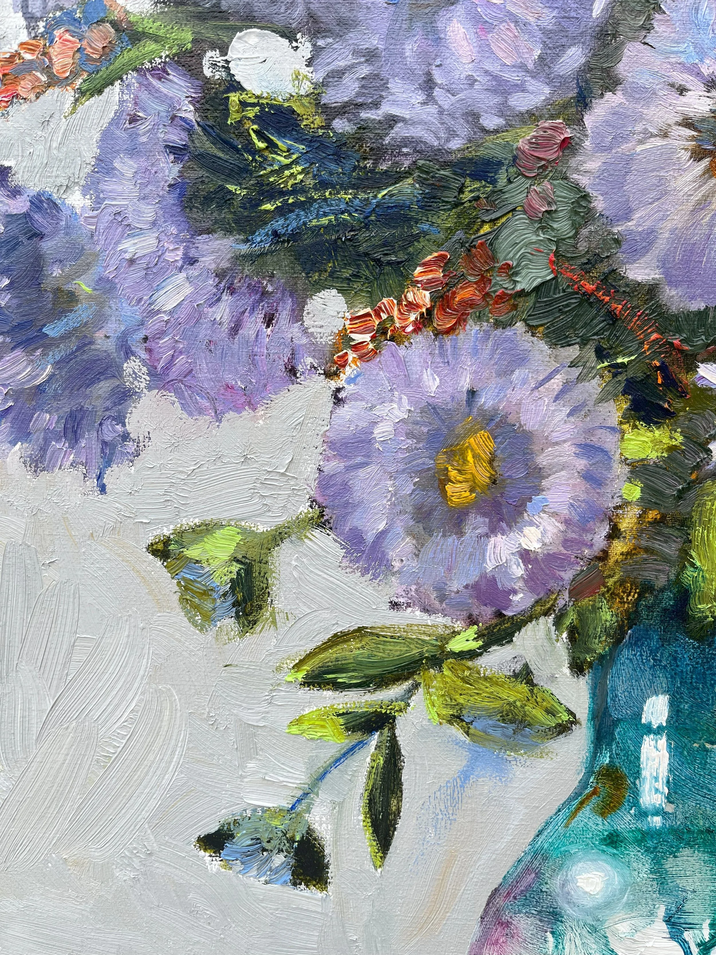 lavender flowers oil painting violet floral impressionist art calming tones