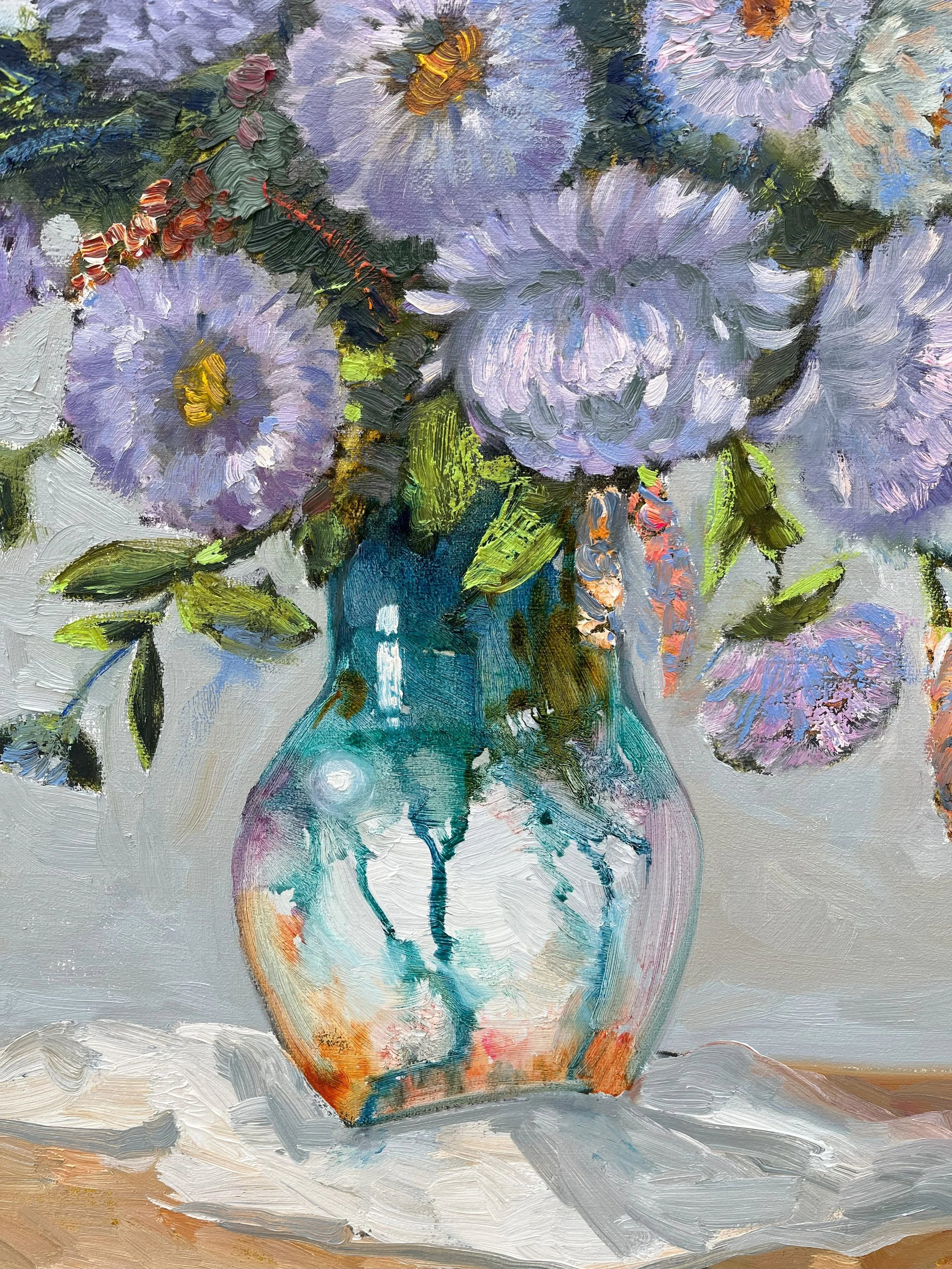 lavender flowers oil painting violet floral impressionist art calming tones