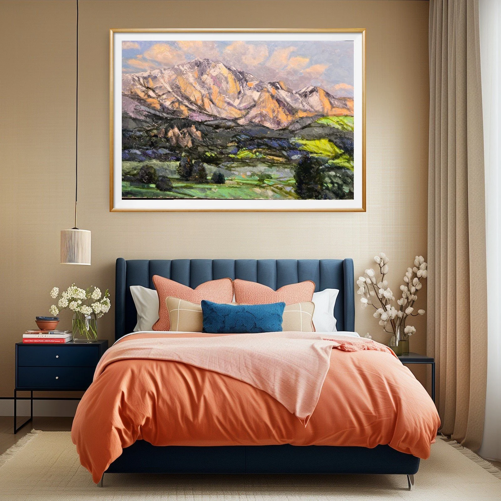 oil painting snow mountain textured contemporary art