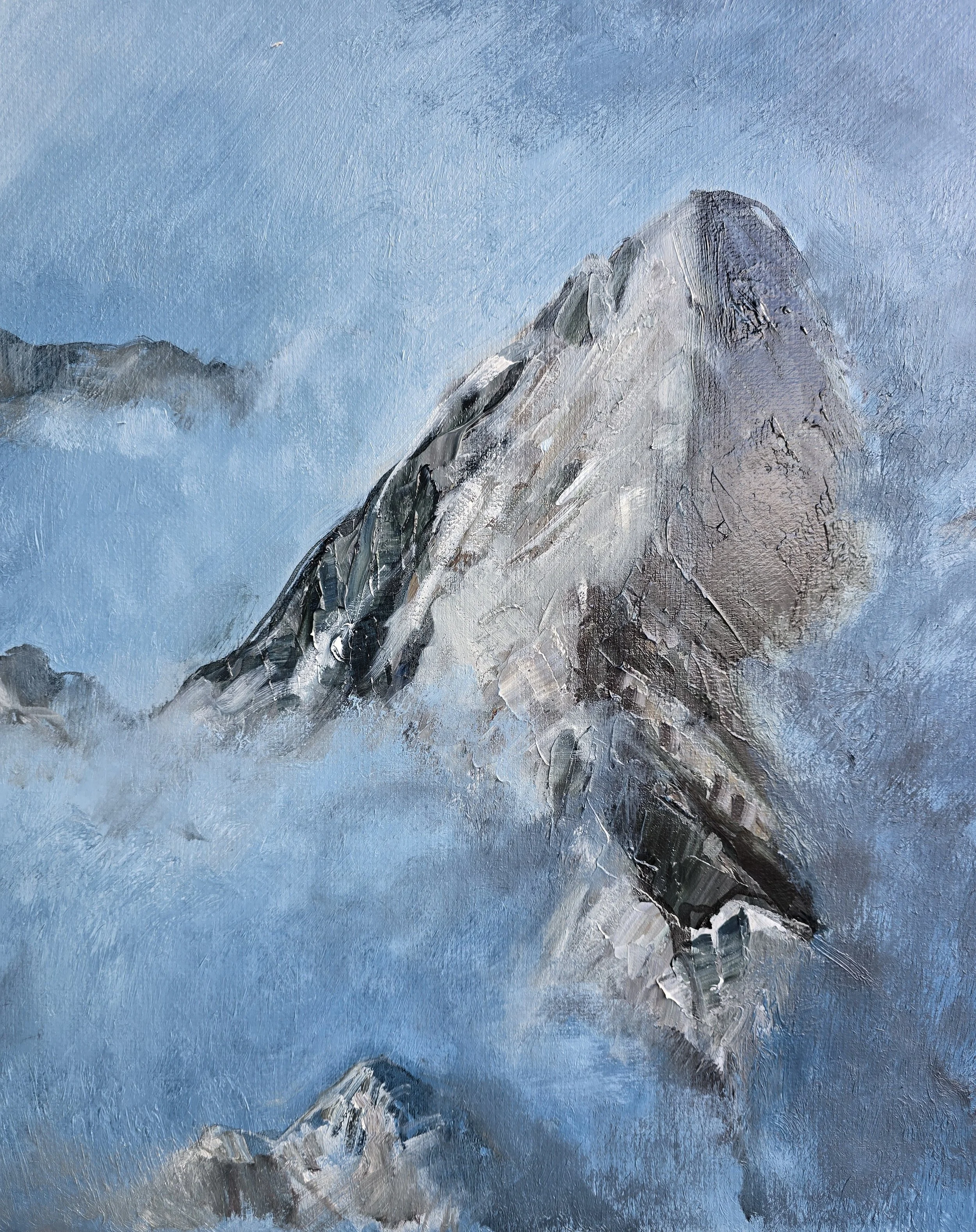 Above the Clouds impressionist oil painting sky blue white clouds contemporary art