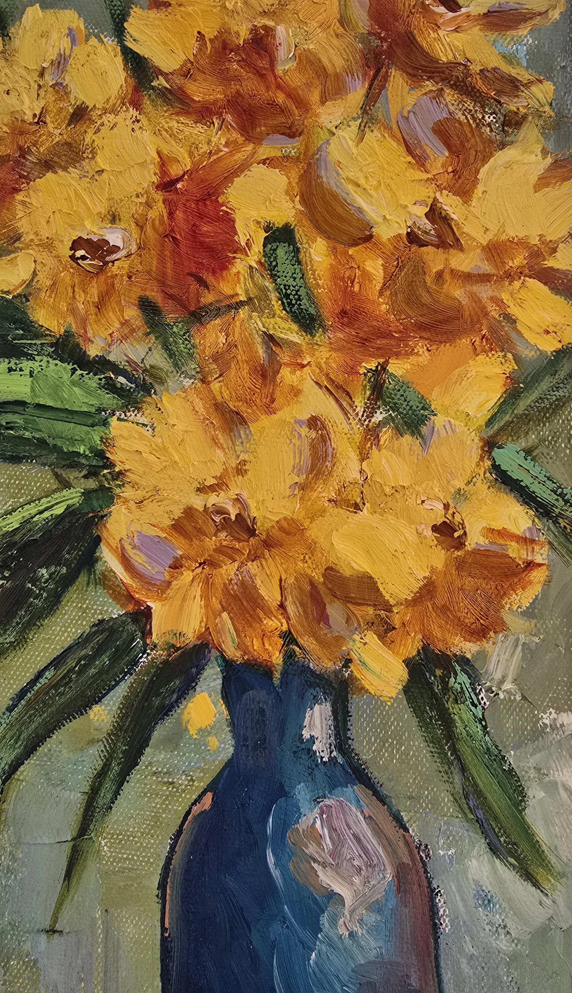 Lush Harmony impressionist oil painting flowers orchid art close up details