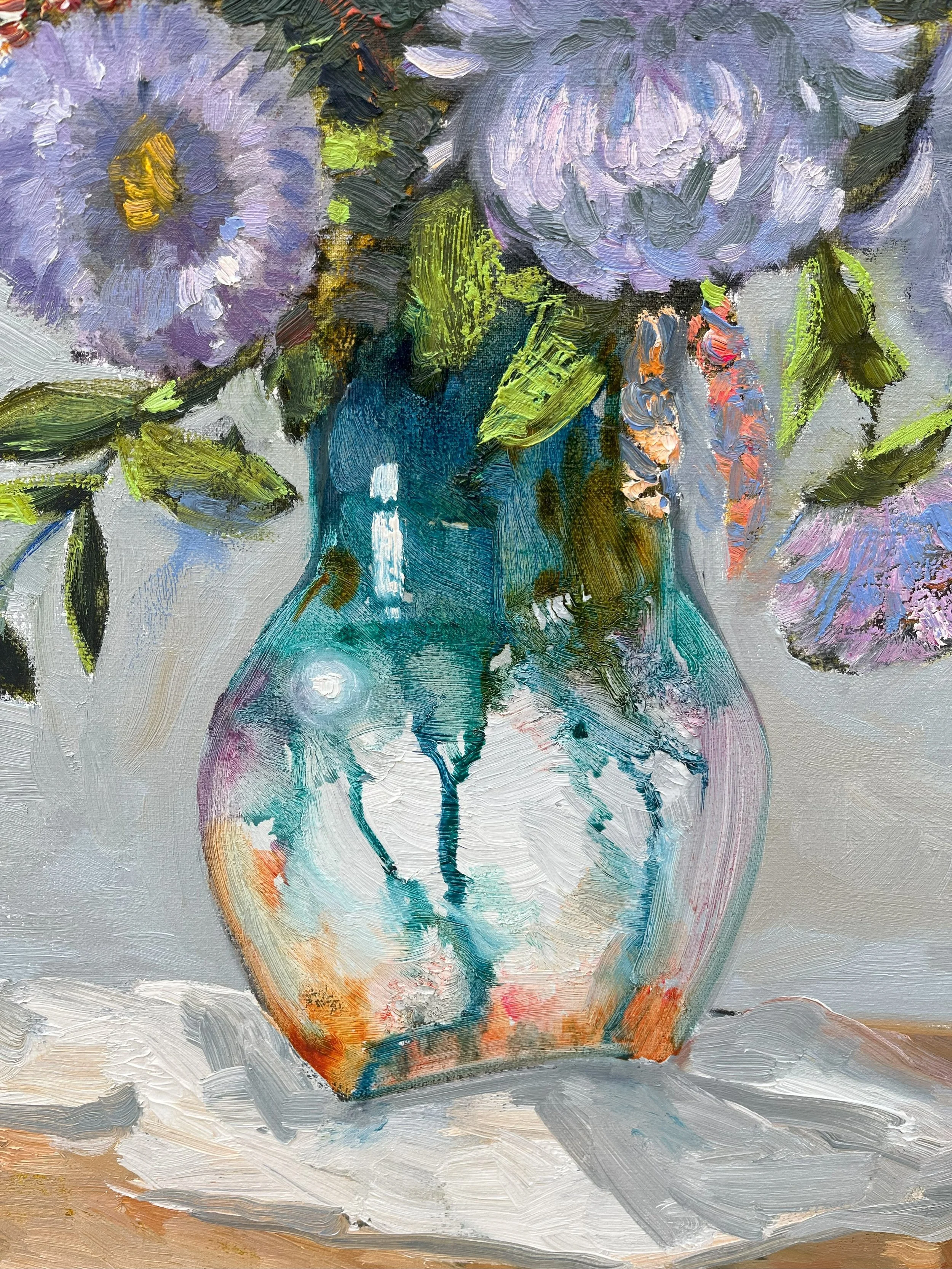 lavender flowers oil painting violet floral impressionist art calming tones