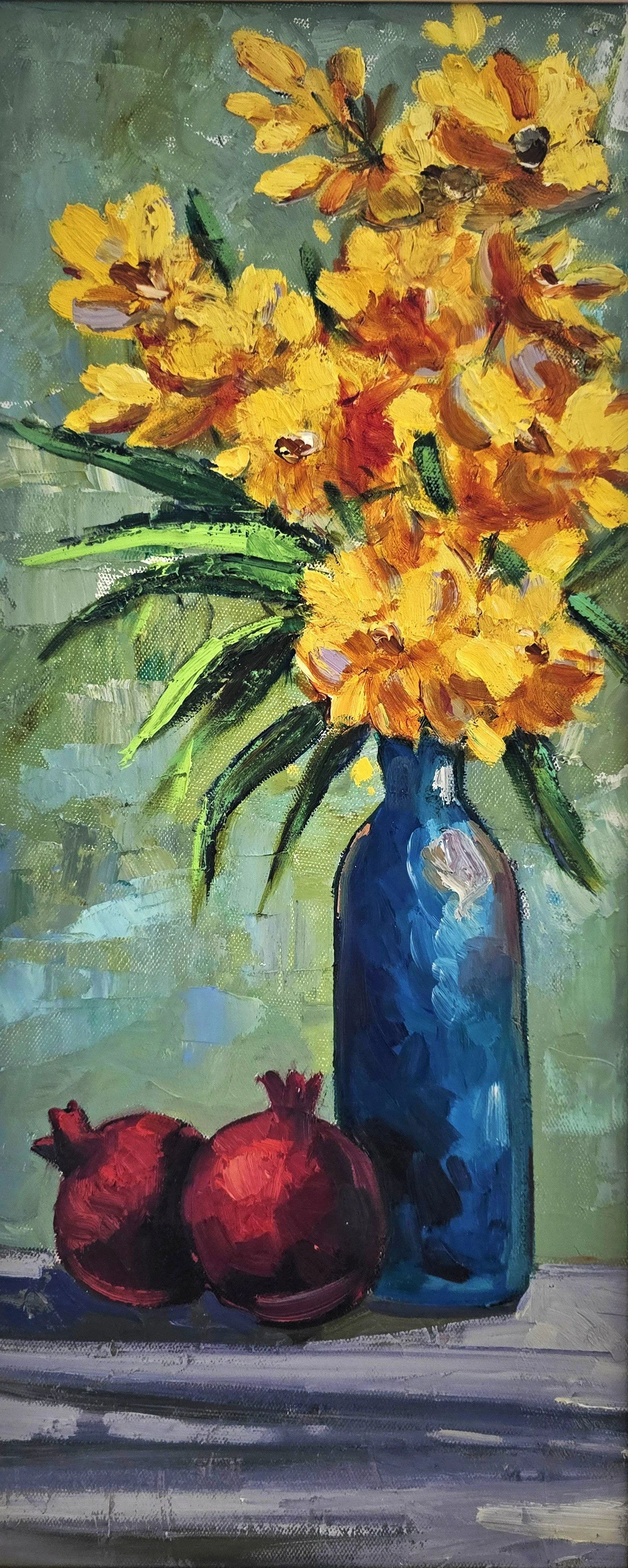 Lush Harmony impressionist oil painting flowers orchid art close up details