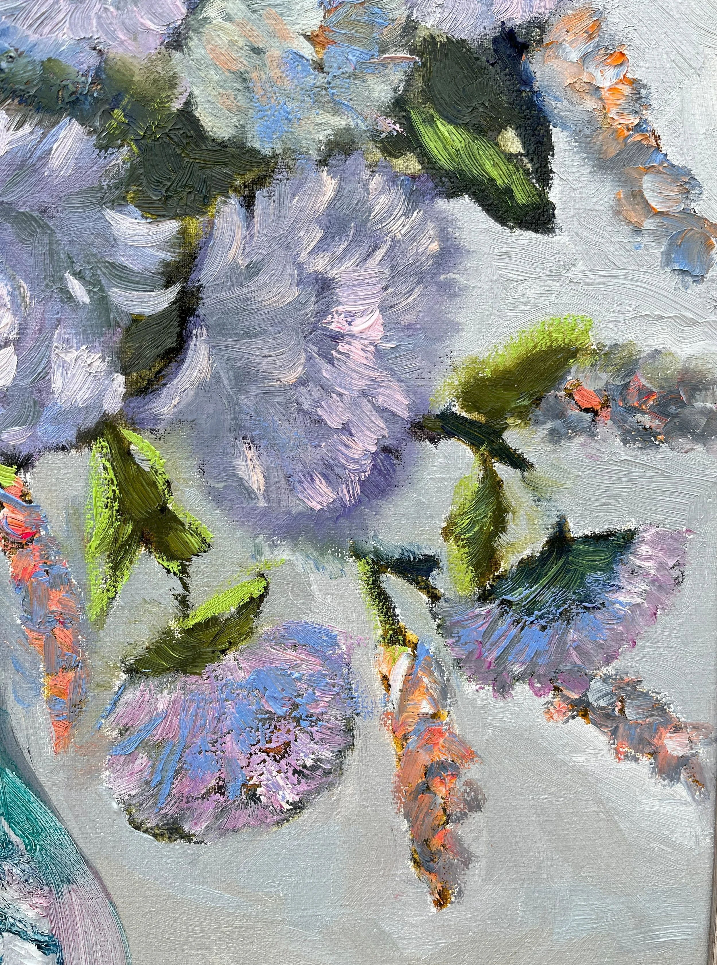 lavender flowers oil painting violet floral impressionist art calming tones