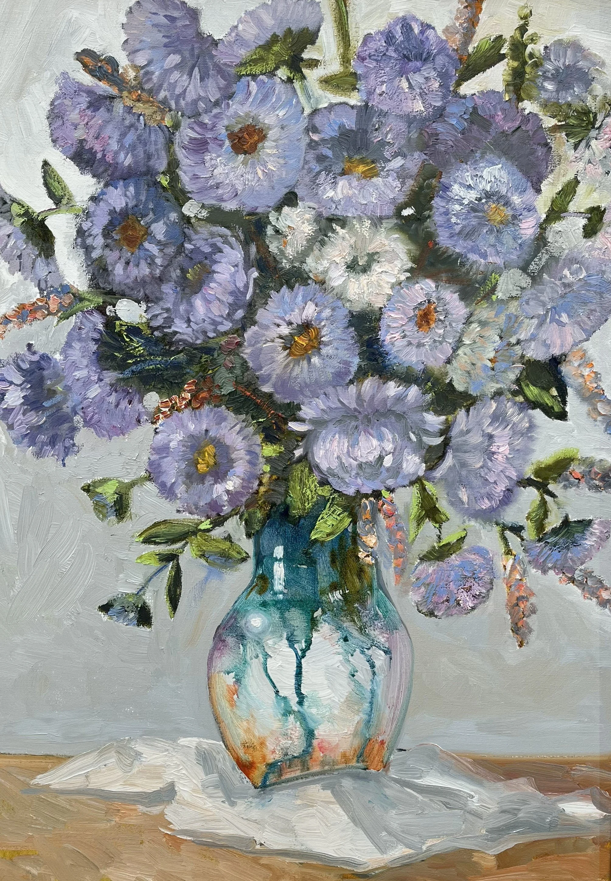 lavender flowers oil painting violet floral impressionist art calming tones