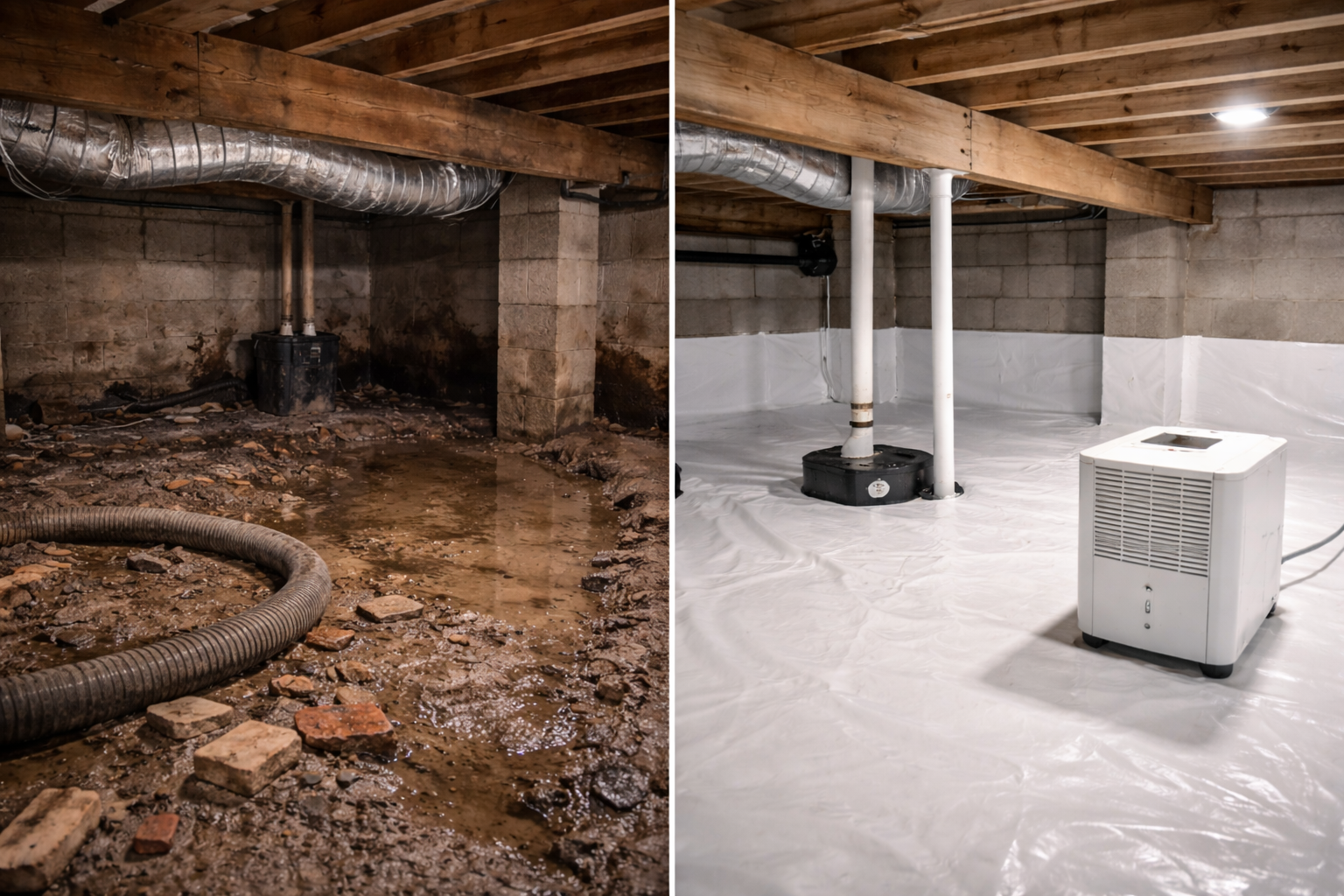 Protecting Your Home From Moisture Below (before and after)