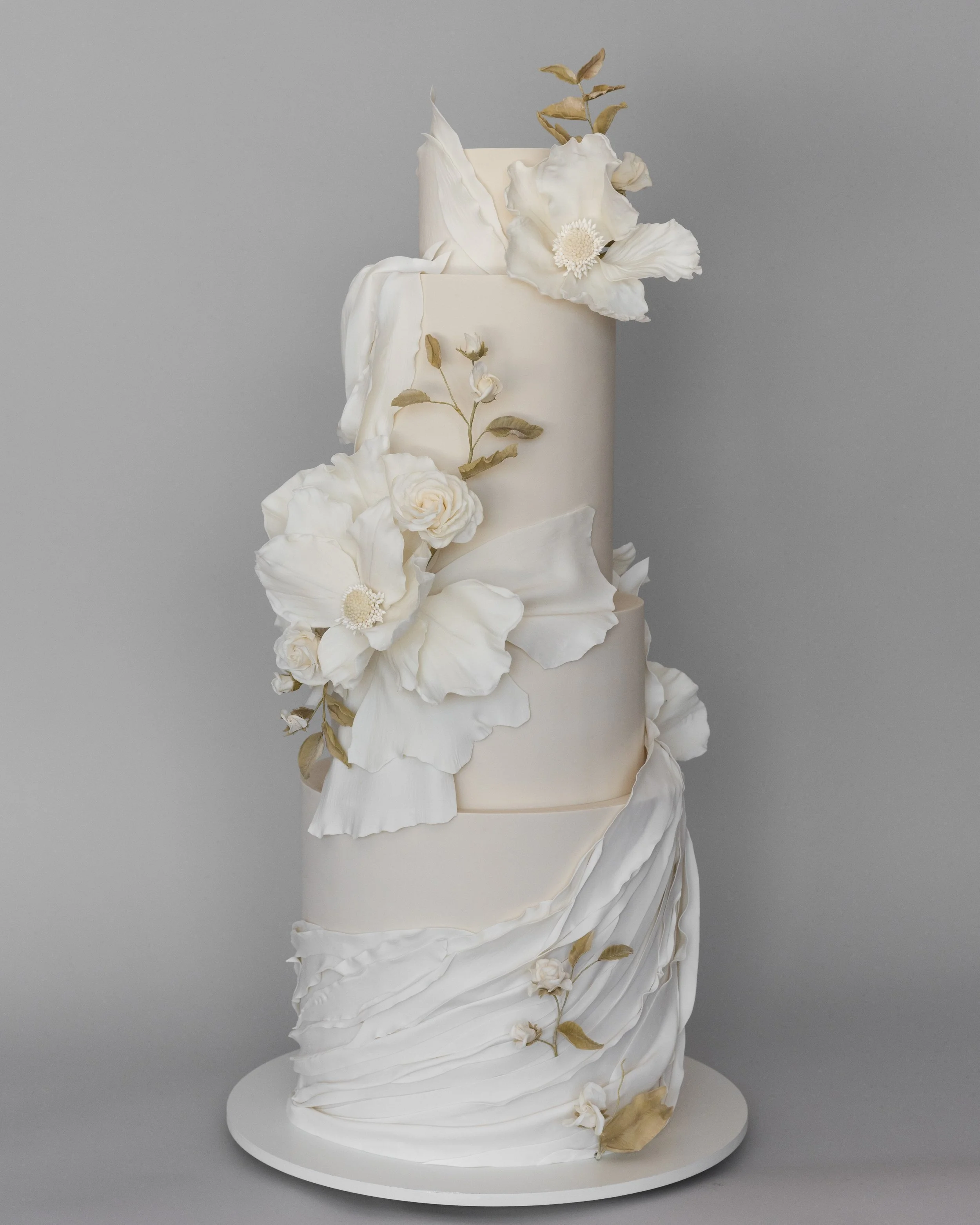 Tonal Romantic Sweeping Wedding Cake