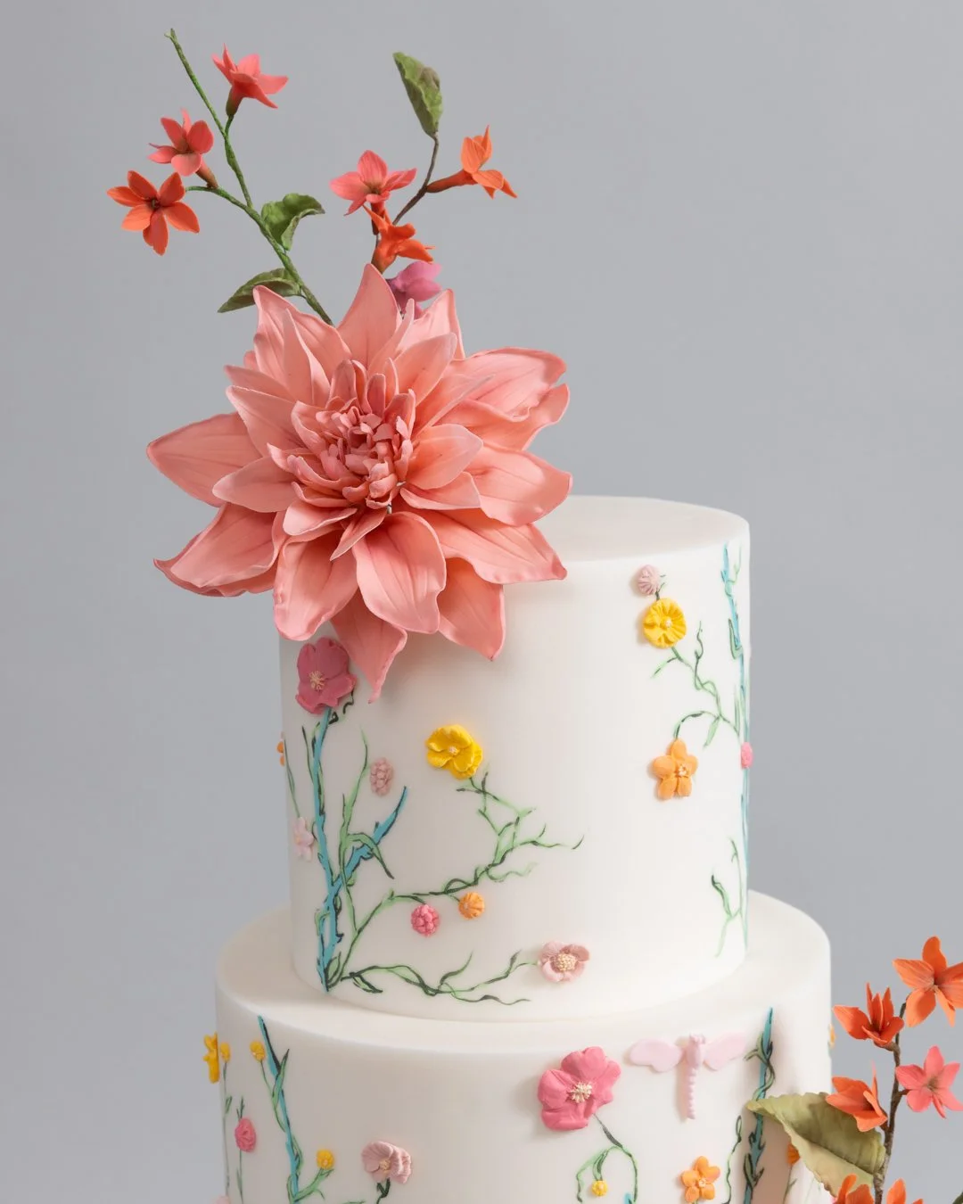 Detail of Pink Sugar Dahlia and Hand Painting