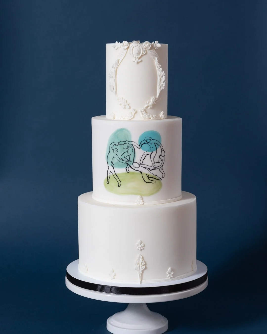 Hand painted Matisse The Dance wedding cake