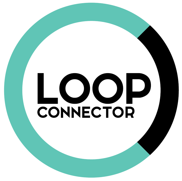 Circular logo with a teal progress bar and the text "LOOP CONNECTOR" in the center.