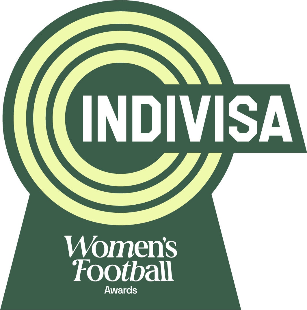 A green and yellow circular award badge for the INDIVISA Women's Football Awards.