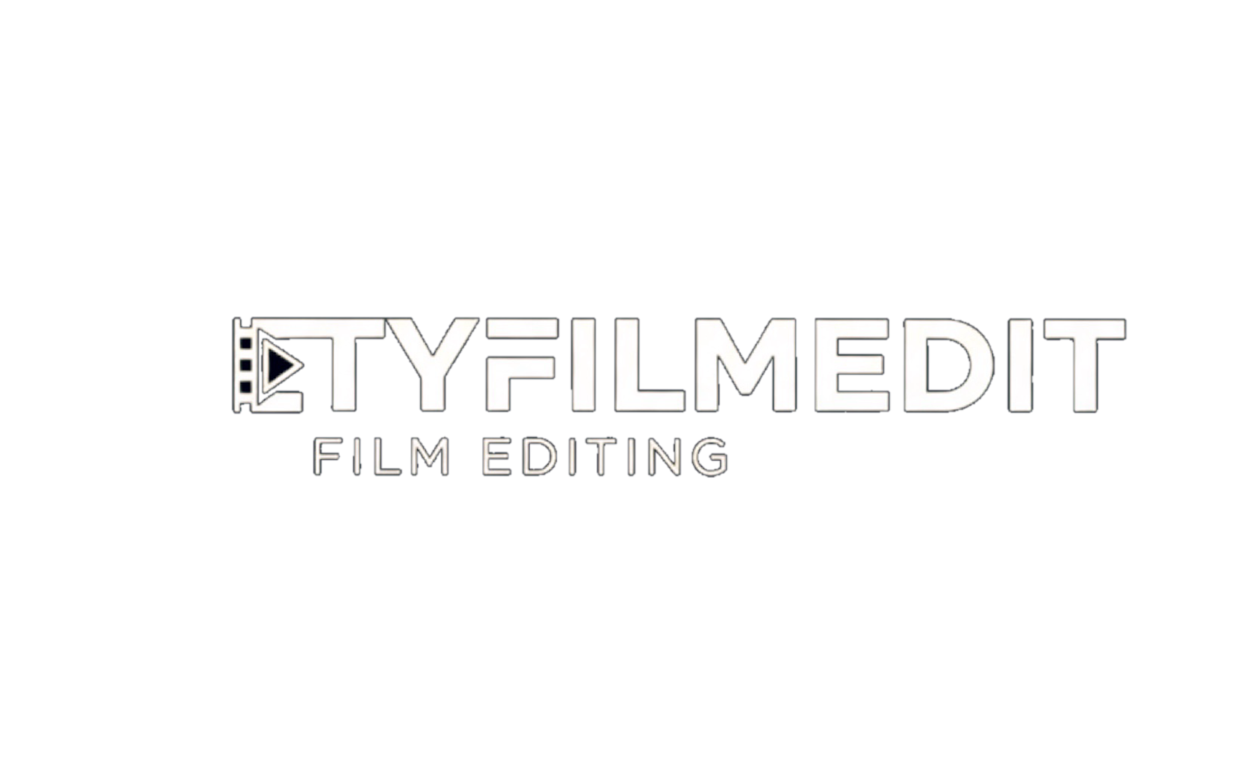 Logo for TYFILMMEDT Film Editing with a film strip icon on the left.