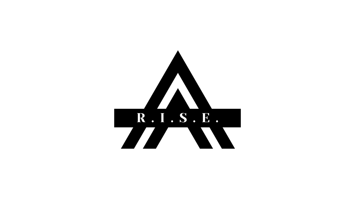 Black and white logo with a stylized letter A and the acronym R.I.S.E. across a horizontal bar.