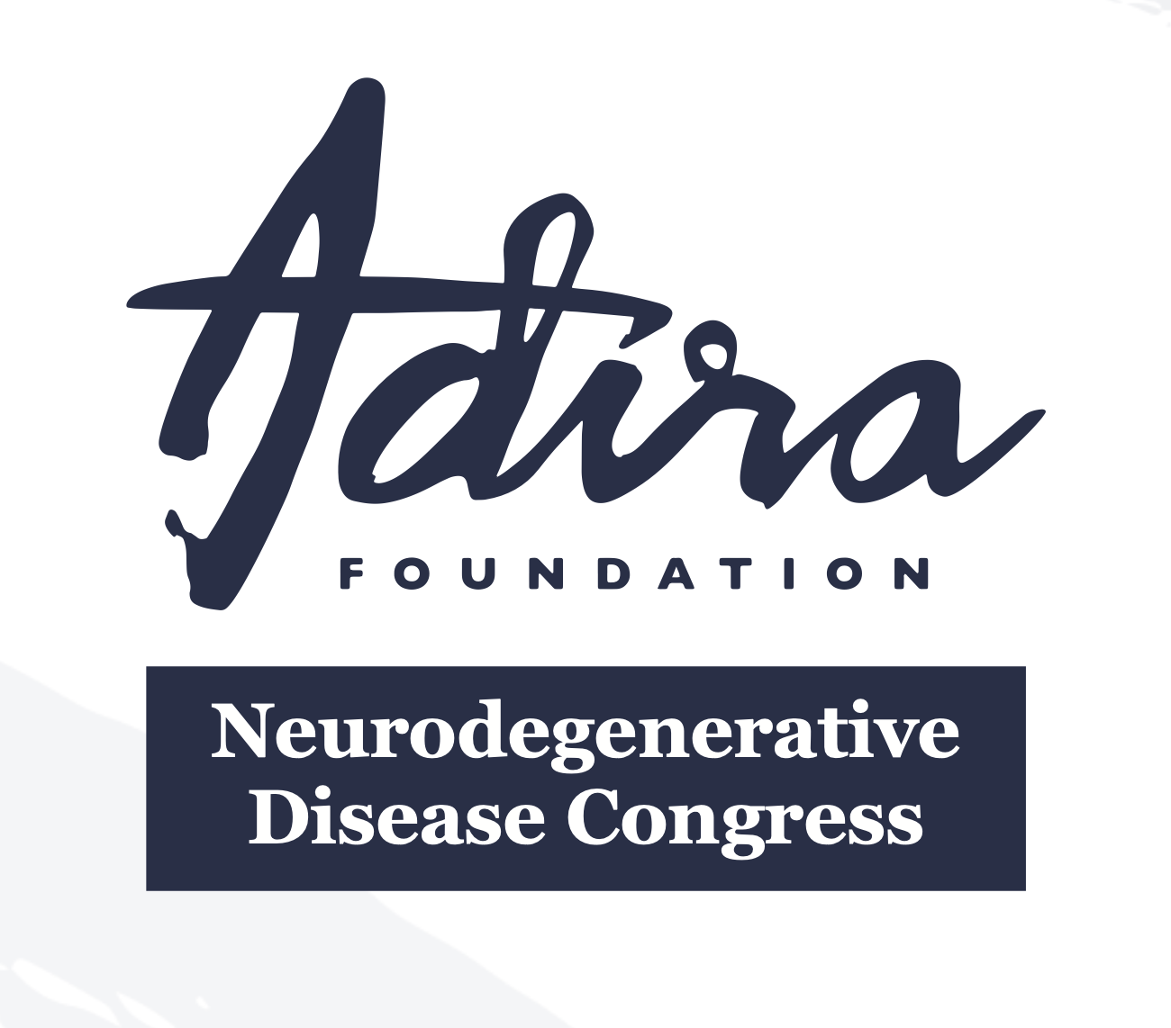 Logo for the Adira Foundation, Neurodegenerative Disease Congress with text in dark blue on a white background.