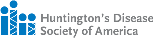 Huntington's Disease Society of America logo with stylized blue and black text