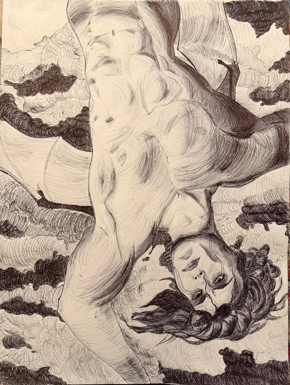 "Fallen Angel" - 2026 - Ball point pen on paper