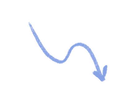 A black background with a blue, handwritten downward curve arrow.