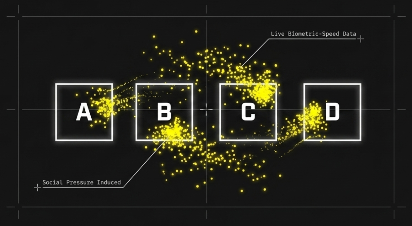ARGUS PULSE interface displayed on a tactical training screen showing real-time behavioral data visualization with clustered data points and labeled decision zones on a dark analytical dashboard.